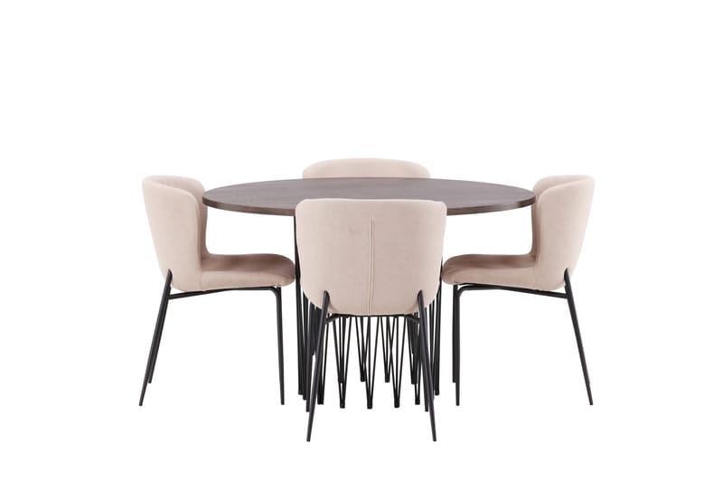 Stone Matgruppe 120 cm Rund med 4 Modesto stoler - Mørk grå - Møbler - Bord - Spisegruppe