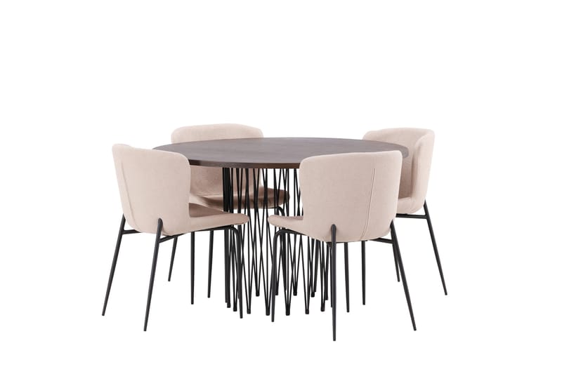 Stone Matgruppe 120 cm Rund med 4 Modesto stoler - Mørk grå - Møbler - Bord - Spisegruppe