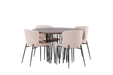 Stone Matgruppe 120 cm Rund med 4 Modesto stoler - Mørk grå - Møbler - Bord - Spisegruppe