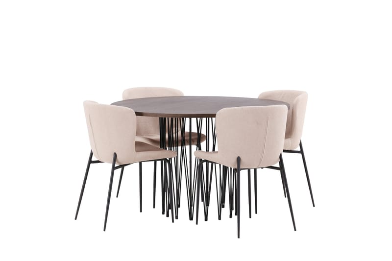 Stone Matgruppe 120 cm Rund med 4 Modesto stoler - Mørk grå - Møbler - Bord - Spisegruppe