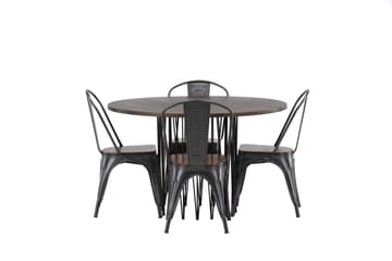 Stone Matgruppe 120 cm Rund med 4 Tempe stoler - Mocca - Møbler - Bord - Spisegruppe