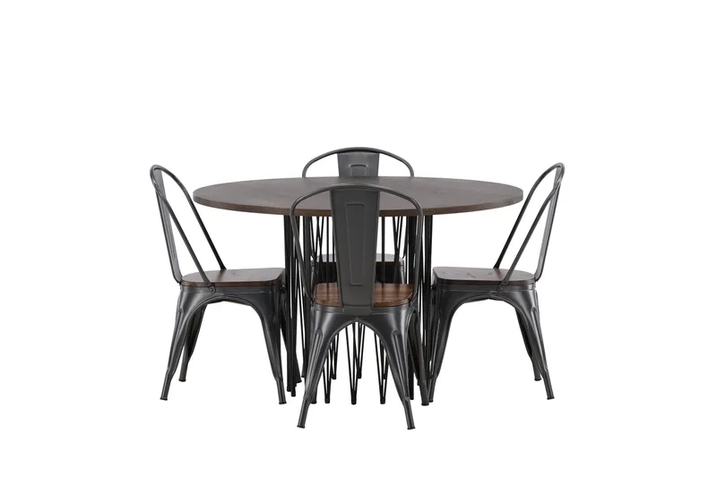 Stone Matgruppe 120 cm Rund med 4 Tempe stoler, Mocca