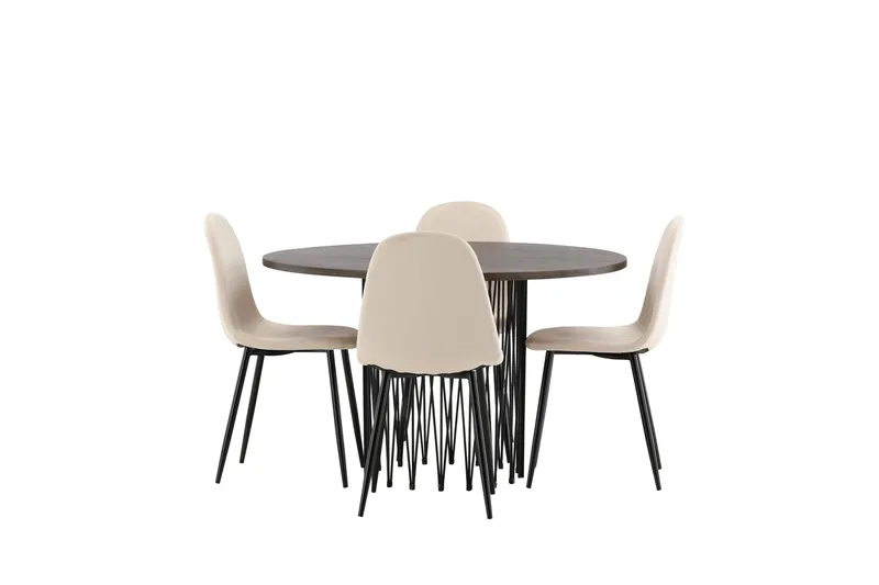 Stone Matgruppe 120 cm Rund med 4 Polar stoler - Beige - Møbler - Bord - Spisegruppe
