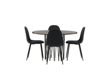 Stone Matgruppe 120 cm Rund med 4 Polar stoler - Sort - Møbler - Bord - Spisegruppe