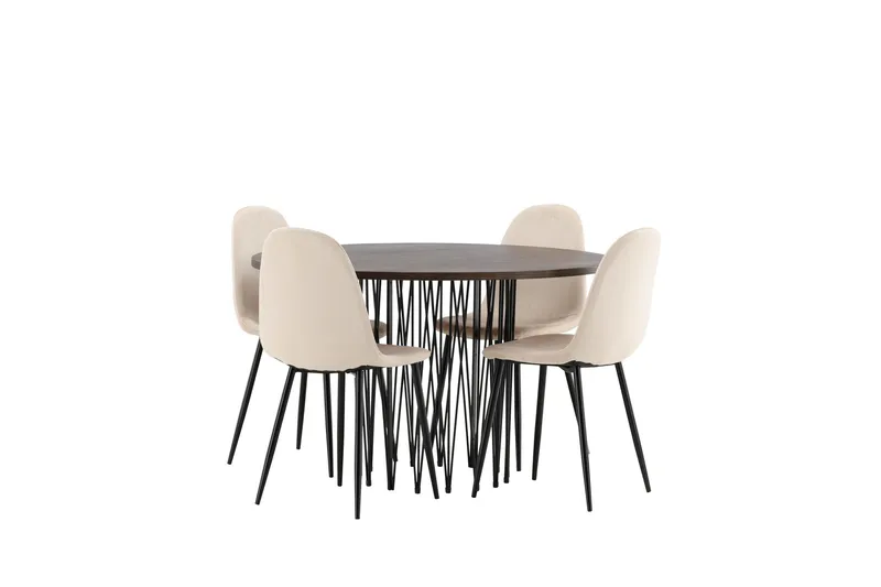 Stone Matgruppe 120 cm Rund med 4 Polar stoler - Beige - Møbler - Bord - Spisegruppe