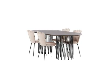 Stone Matgruppe 220 cm Oval med 4 Limhamn stoler - Beige - Møbler - Bord - Spisegruppe