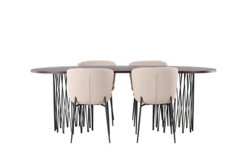 Stone Matgruppe 220 cm Oval med 4 Modesto stoler - Beige - Møbler - Bord - Spisegruppe