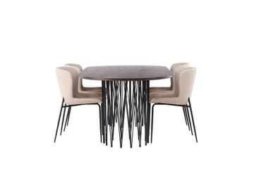 Stone Matgruppe 220 cm Oval med 4 Modesto stoler - Beige - Møbler - Bord - Spisegruppe