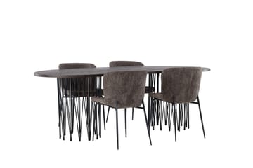 Stone Matgruppe 220 cm Oval med 4 Modesto stoler - Mørk grå - Møbler - Bord - Spisegruppe