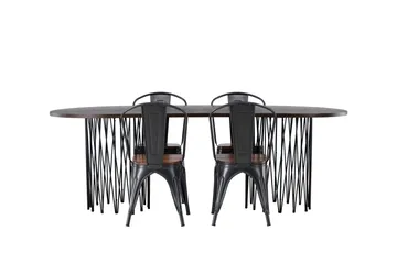 Stone Matgruppe 220 cm Oval med 4 Tempe stoler - Mocca - Møbler - Bord - Spisegruppe