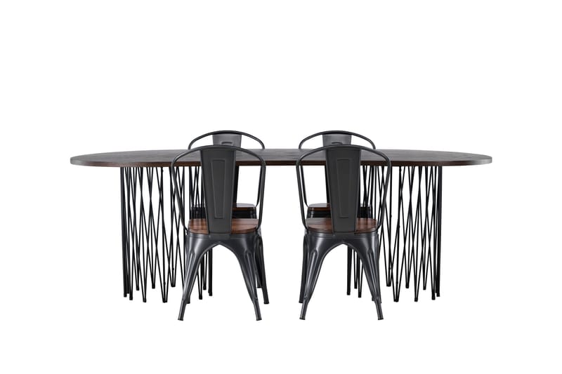 Stone Matgruppe 220 cm Oval med 4 Tempe stoler - Mocca - Møbler - Bord - Spisegruppe