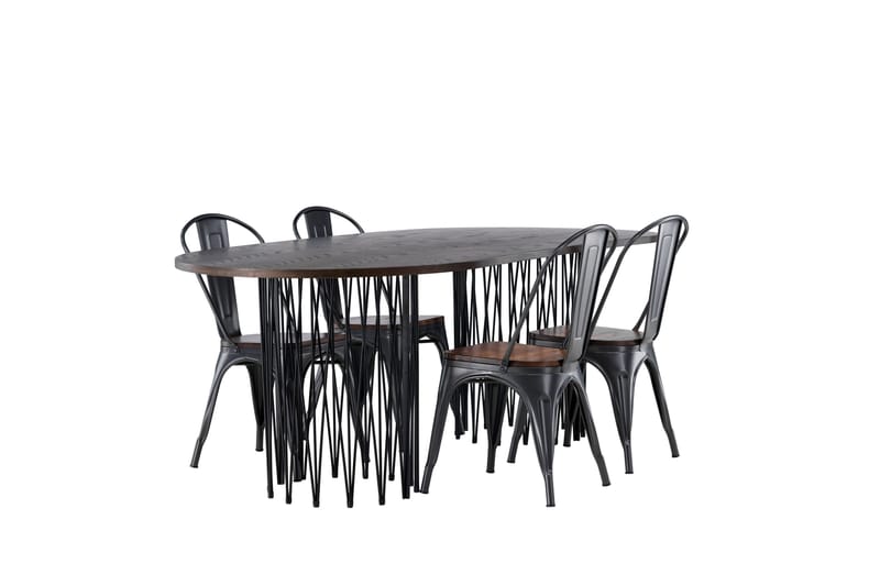 Stone Matgruppe 220 cm Oval med 4 Tempe stoler - Mocca - Møbler - Bord - Spisegruppe