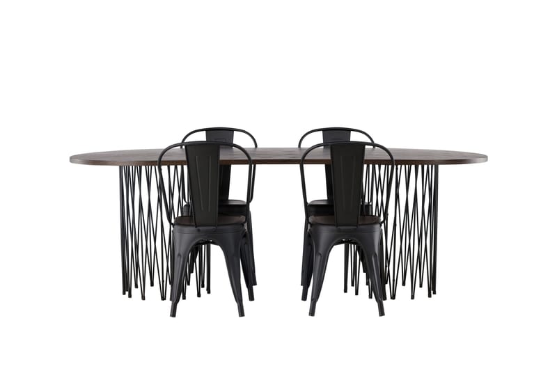 Stone Matgruppe 220 cm Oval med 4 Tempe Stoler - Svart - Møbler - Bord - Spisegruppe