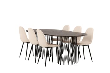 Stone Matgruppe 220 cm Oval med 6 Polar stoler - Beige - Møbler - Bord - Spisegruppe