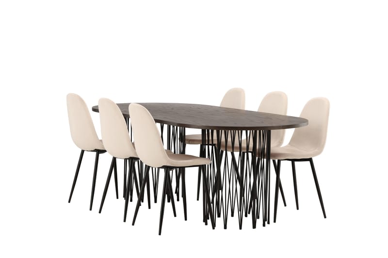 Stone Matgruppe 220 cm Oval med 6 Polar stoler - Beige - Møbler - Bord - Spisegruppe