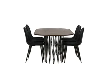 Stone Matgruppe 220 cm Oval med 6 Polar stoler - Sort - Møbler - Bord - Spisegruppe