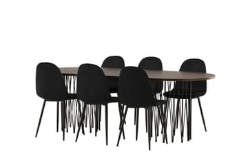 Stone Matgruppe 220 cm Oval med 6 Polar stoler - Sort - Møbler - Bord - Spisegruppe