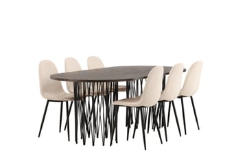 Stone Matgruppe 220 cm Oval med 6 Polar stoler - Beige - Møbler - Bord - Spisegruppe
