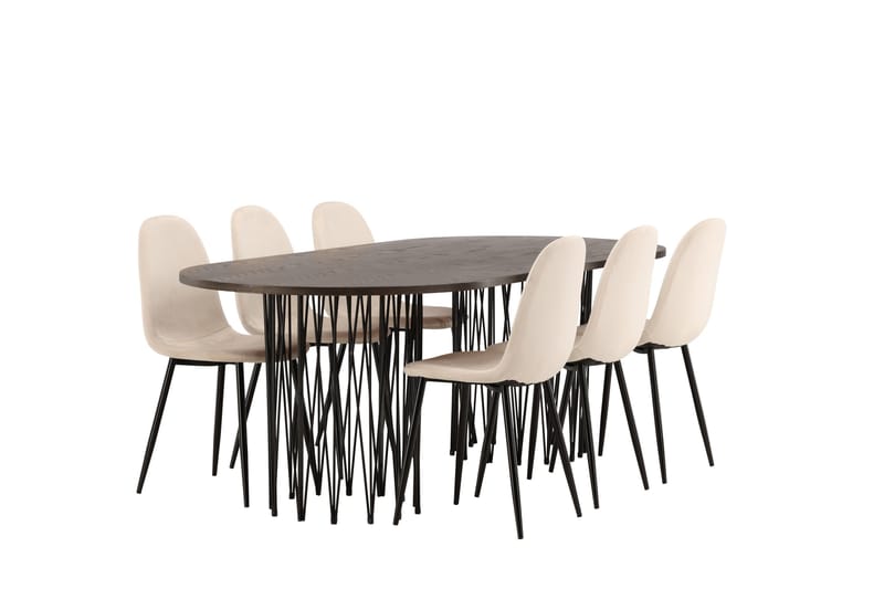 Stone Matgruppe 220 cm Oval med 6 Polar stoler - Beige - Møbler - Bord - Spisegruppe