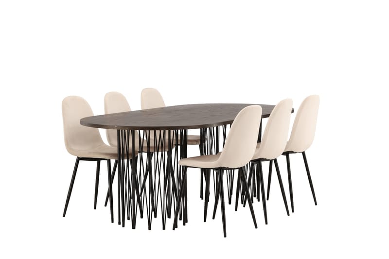 Stone Matgruppe 220 cm Oval med 6 Polar stoler - Beige - Møbler - Bord - Spisegruppe