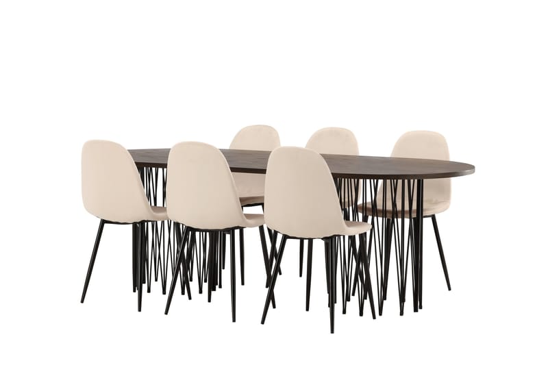 Stone Matgruppe 220 cm Oval med 6 Polar stoler - Beige - Møbler - Bord - Spisegruppe