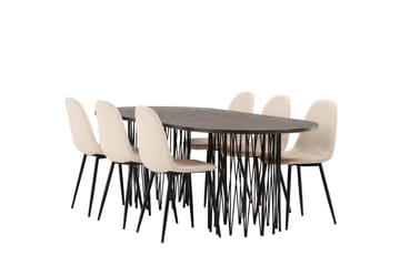 Stone Matgruppe 220 cm Oval med 6 Polar stoler - Beige - Møbler - Bord - Spisegruppe