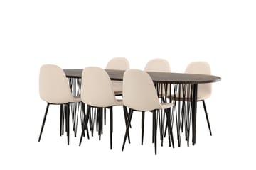 Stone Matgruppe 220 cm Oval med 6 Polar stoler - Beige - Møbler - Bord - Spisegruppe