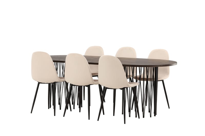 Stone Matgruppe 220 cm Oval med 6 Polar stoler - Beige - Møbler - Bord - Spisegruppe