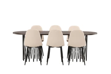 Stone Matgruppe 220 cm Oval med 6 Polar stoler - Beige - Møbler - Bord - Spisegruppe