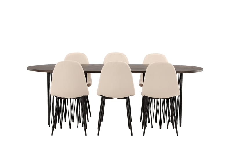 Stone Matgruppe 220 cm Oval med 6 Polar stoler - Beige - Møbler - Bord - Spisegruppe