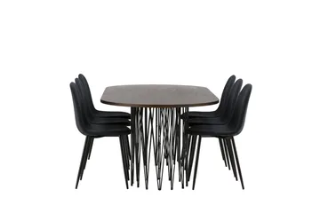 Stone Matgruppe 220 cm Oval med 6 Polar stoler - Sort - Møbler - Bord - Spisegruppe