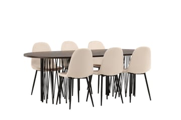 Stone Matgruppe 220 cm Oval med 6 Polar stoler - Beige - Møbler - Bord - Spisegruppe