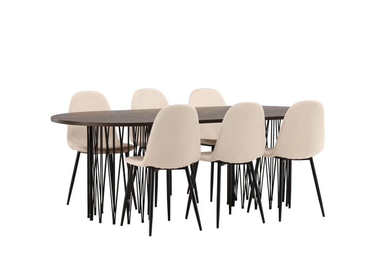 Stone Matgruppe 220 cm Oval med 6 Polar stoler - Beige - Møbler - Bord - Spisegruppe
