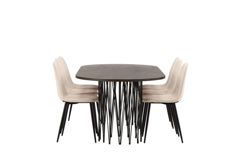Stone Matgruppe 220 cm Oval med 6 Polar stoler - Beige - Møbler - Bord - Spisegruppe