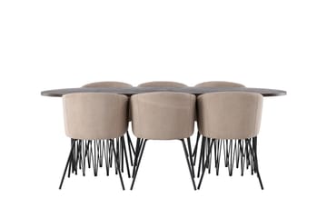 Stone Matgruppe 220 cm Rektangulær med 6 Berit stoler - Beige - Møbler - Bord - Spisegruppe