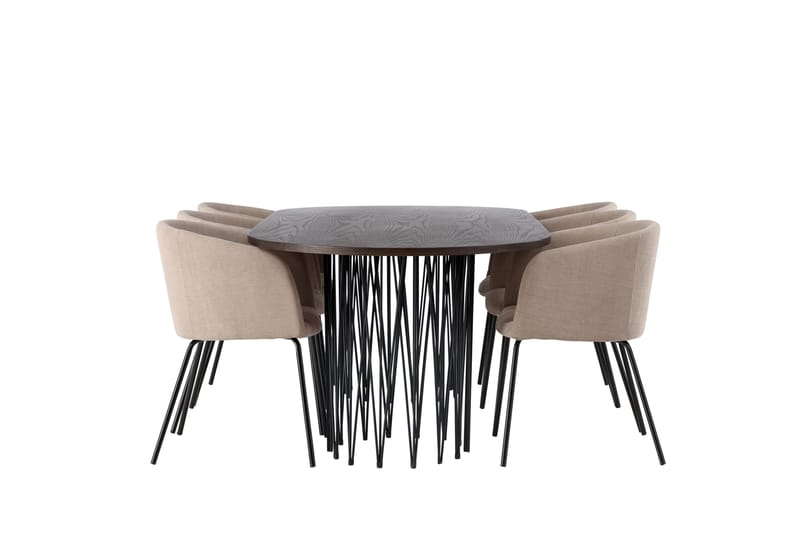 Stone Matgruppe 220 cm Rektangulær med 6 Berit stoler - Beige - Møbler - Bord - Spisegruppe