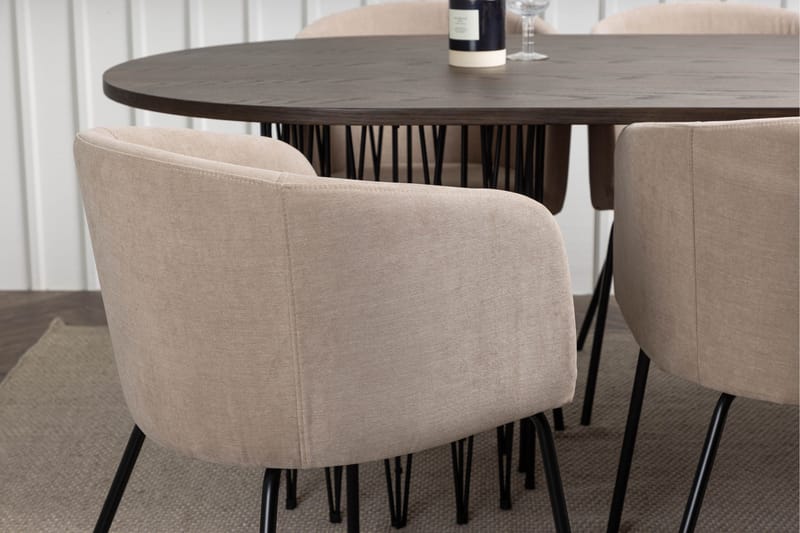 Stone Matgruppe 220 cm Rektangulær med 6 Berit stoler - Beige - Møbler - Bord - Spisegruppe