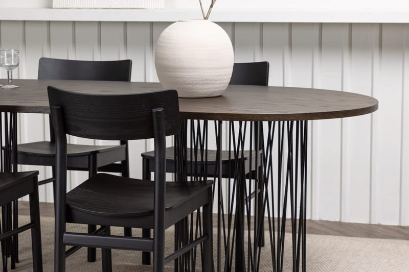 Stone Spisebord 220x100x74 cm Ovalt med 4 Montros spisestoler - Møbler - Bord - Spisegruppe