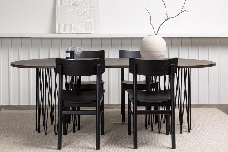 Stone Spisebord 220x100x74 cm Ovalt med 4 Montros spisestoler