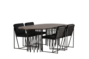 Stone spisebord 220x100x74 cm ovalt med 4 Richmond spisestoler - Møbler - Bord - Spisegruppe