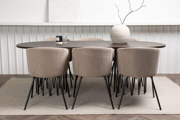 Stone spisebord 220x100x74 cm ovalt med 6 Berit armstoler med armlener - Møbler - Bord - Spisegruppe