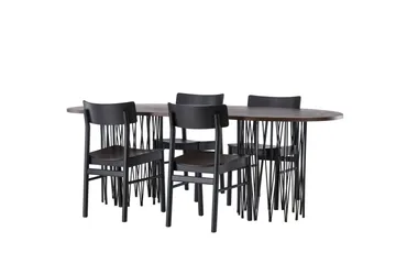 Stone Spisegruppe + 4 Montros stoler Oval - Svart/Mokka - Møbler - Bord - Spisegruppe