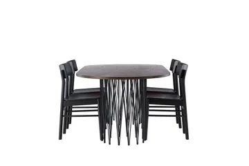 Stone Spisegruppe + 4 Montros stoler Oval - Svart/Mokka - Møbler - Bord - Spisegruppe