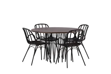 Stone Spisegruppe 120 cm Rund med 4 Dyrön Stoler - Sort - Møbler - Bord - Spisegruppe