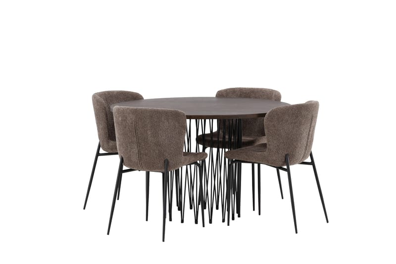 Stone Spisegruppe 120 cm Rund med 4 Modesto-stoler - Beige - Møbler - Bord - Spisegruppe