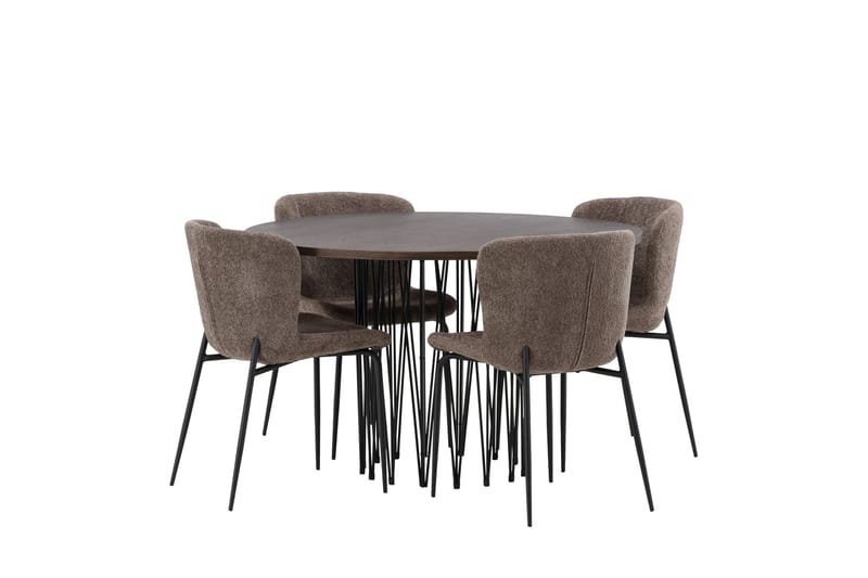 Stone Spisegruppe 120 cm Rund med 4 Modesto-stoler - Beige - Møbler - Bord - Spisegruppe