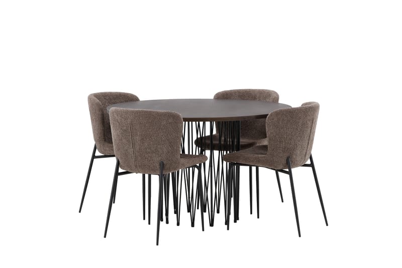 Stone Spisegruppe 120 cm Rund med 4 Modesto-stoler - Beige - Møbler - Bord - Spisegruppe
