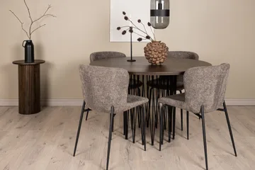 Stone Spisegruppe 120 cm Rund med 4 Modesto-stoler - Beige - Møbler - Bord - Spisegruppe