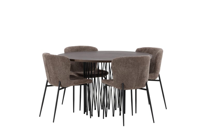 Stone Spisegruppe 120 cm Rund med 4 Modesto-stoler - Beige - Møbler - Bord - Spisegruppe
