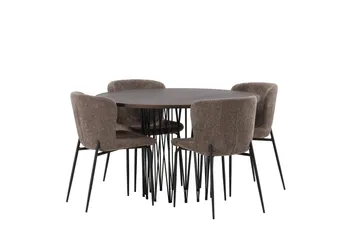 Stone Spisegruppe 120 cm Rund med 4 Modesto-stoler - Beige - Møbler - Bord - Spisegruppe
